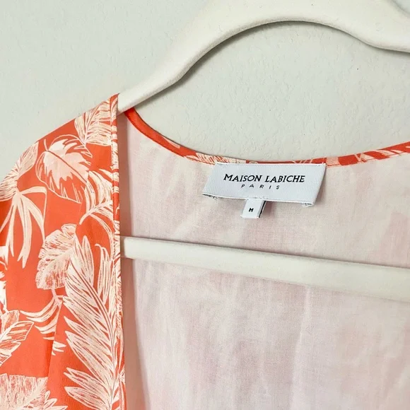 Maison Labiche Paris | Silk Palm Leaf Print Wrap Dress - Picture 4 of 7